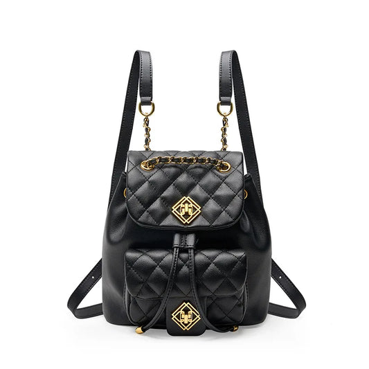 Padded leather backpack