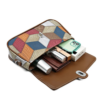 Maria bag in leather with Geometric print