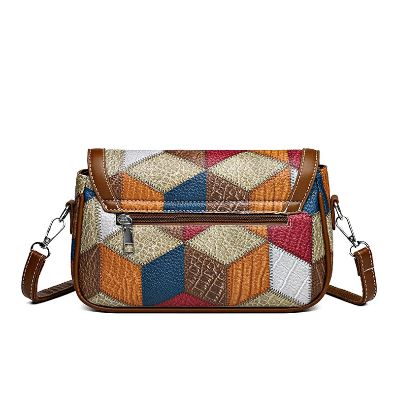 Maria bag in leather with Geometric print