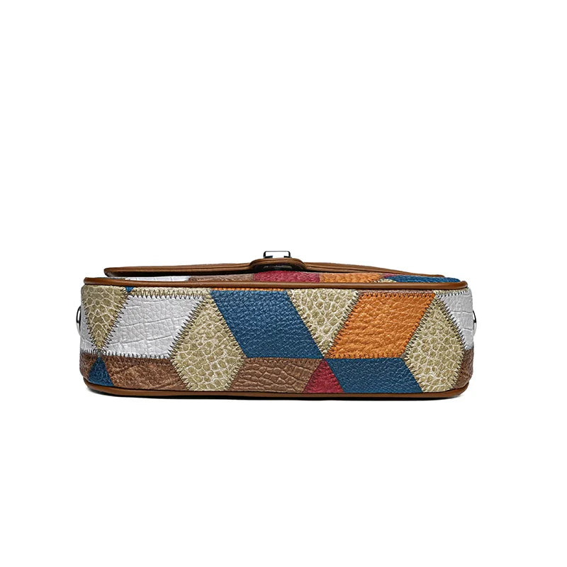 Maria bag in leather with Geometric print
