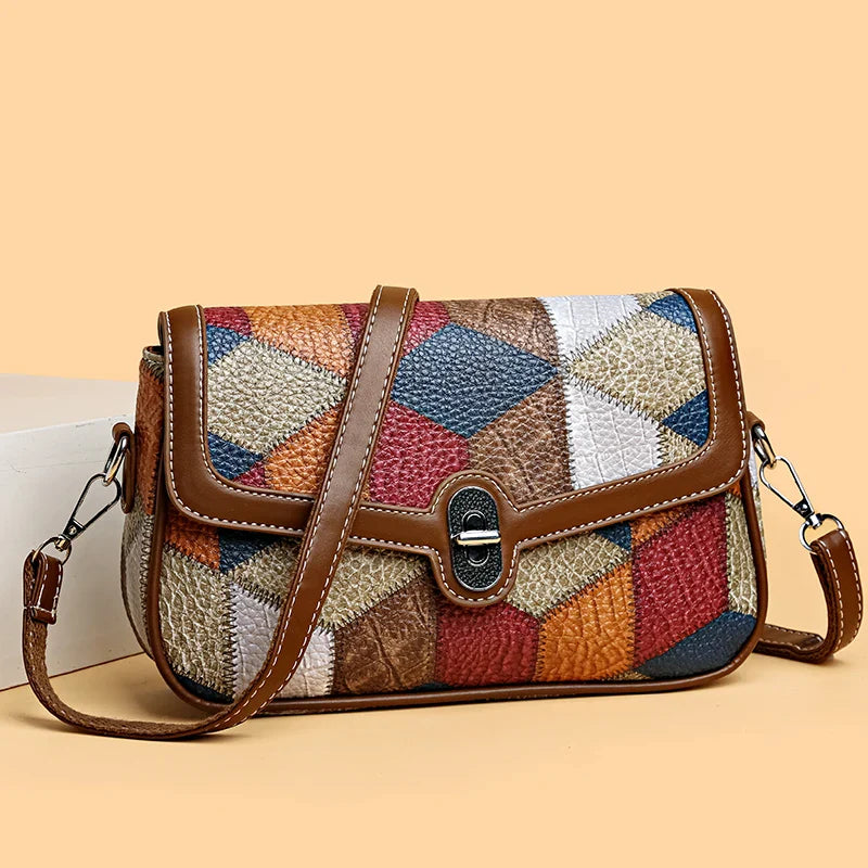 Maria bag in leather with Geometric print