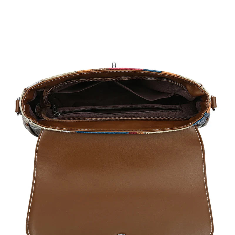 Maria bag in leather with Geometric print